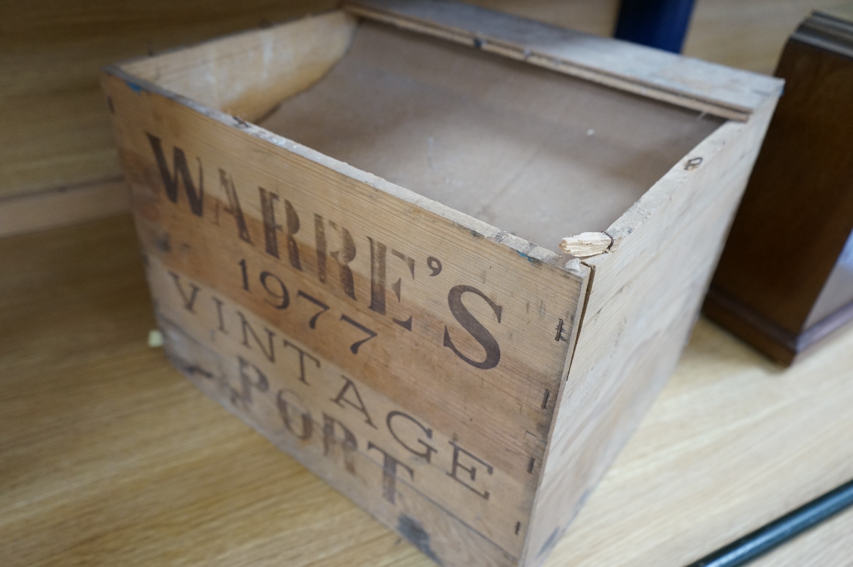 Six bottles of Warres Vintage 1977 Port (in a case for twelve). Condition - storage unknown